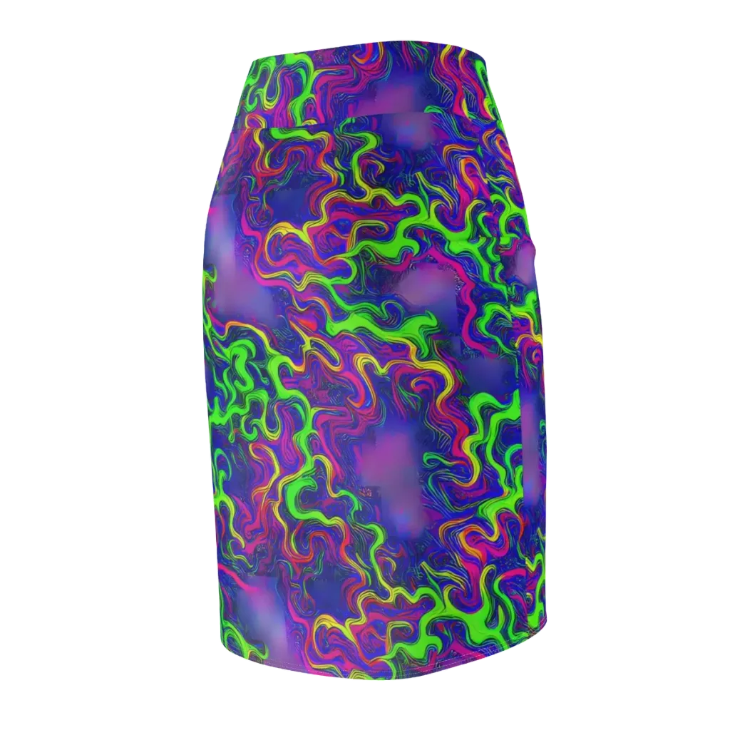 Electric Ribbons on Pencil Skirt — Back Side
