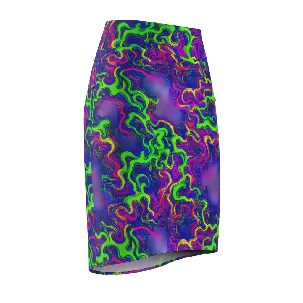 Electric Ribbons on Pencil Skirt — Front Side