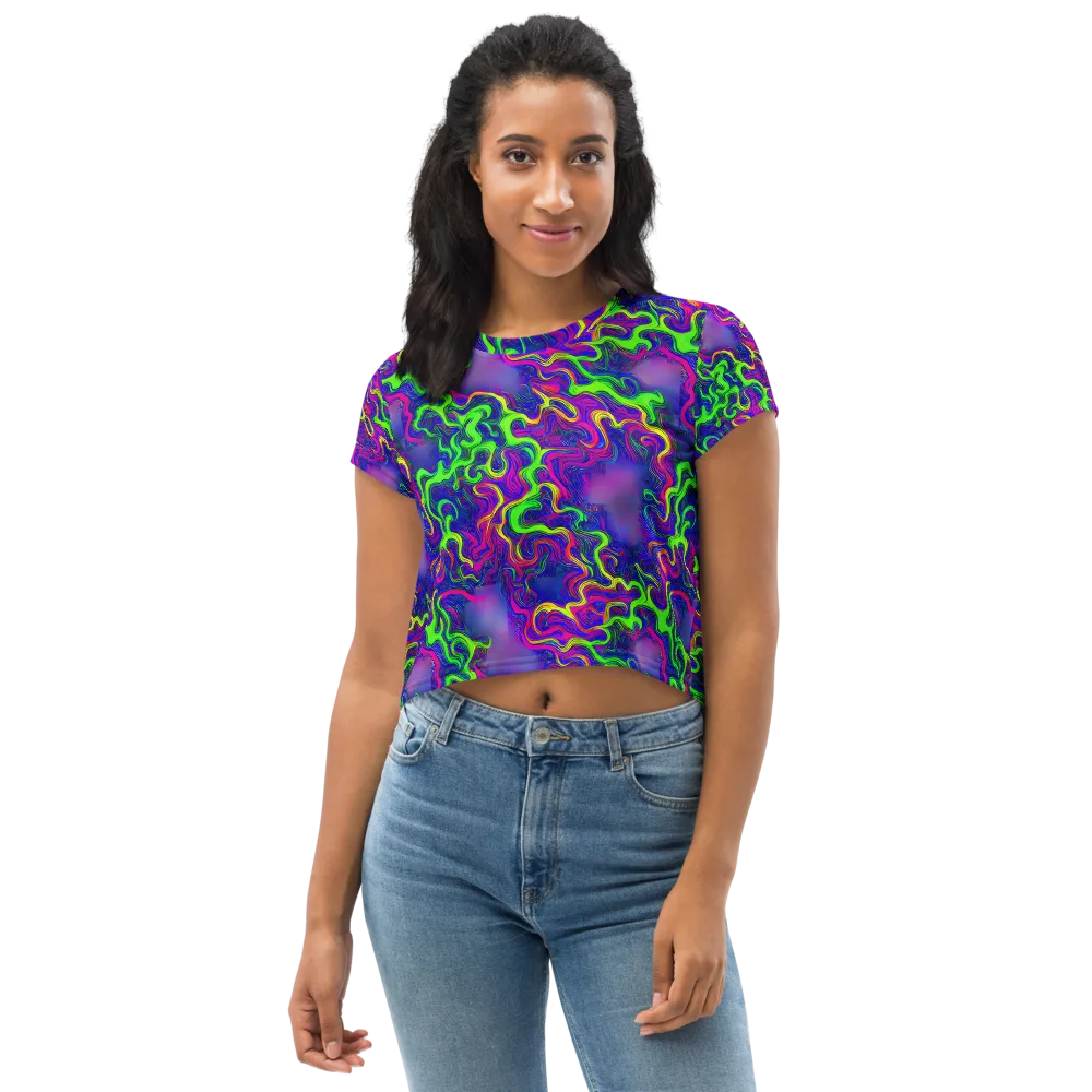 Electric Ribbons on Crop Tee — Front