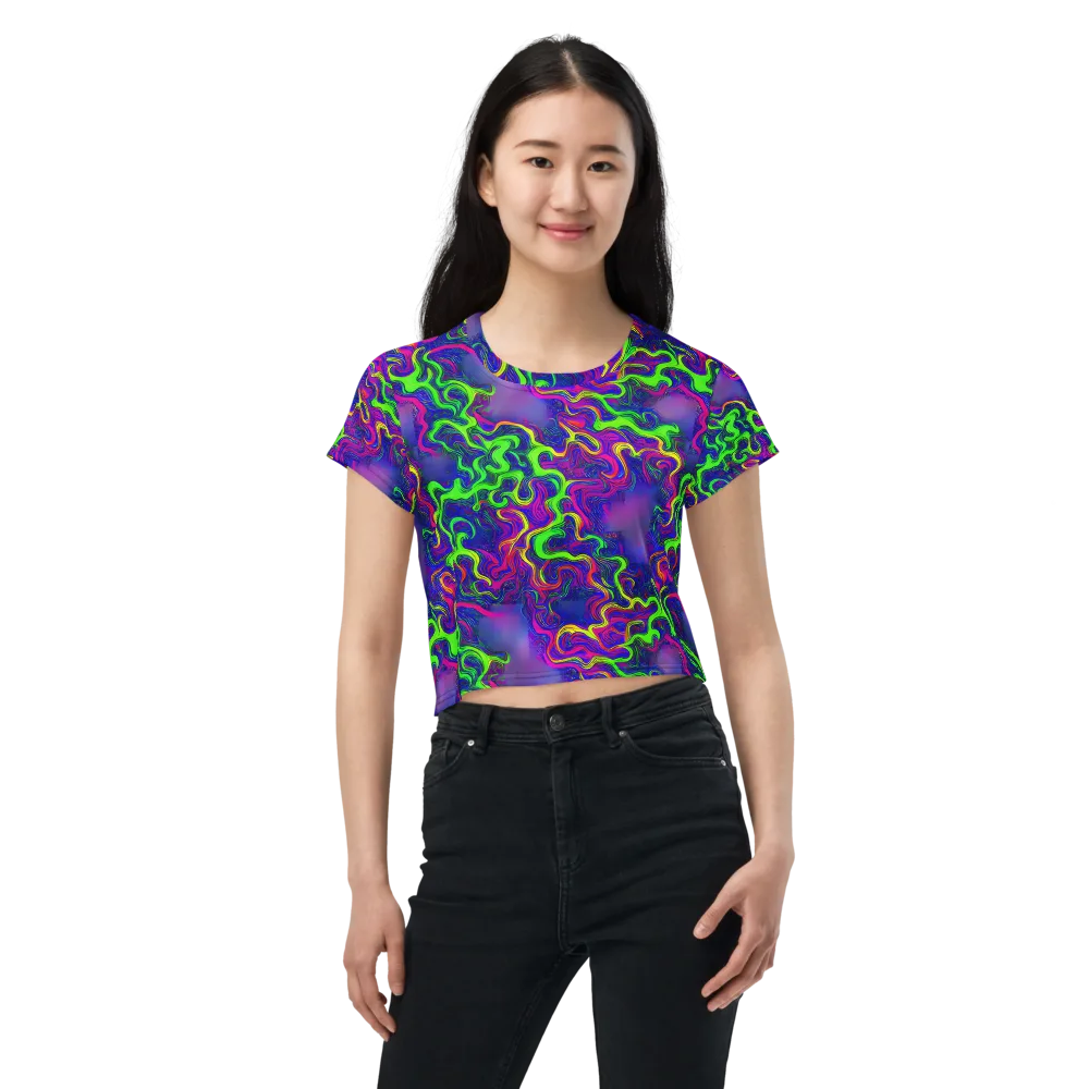 Electric Ribbons on Crop Tee — Front
