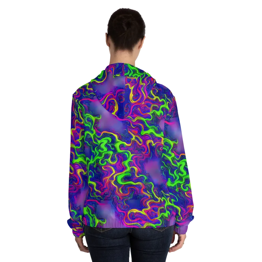 Electric Ribbons on Women's Full-Zip Hoodie — Back On Person