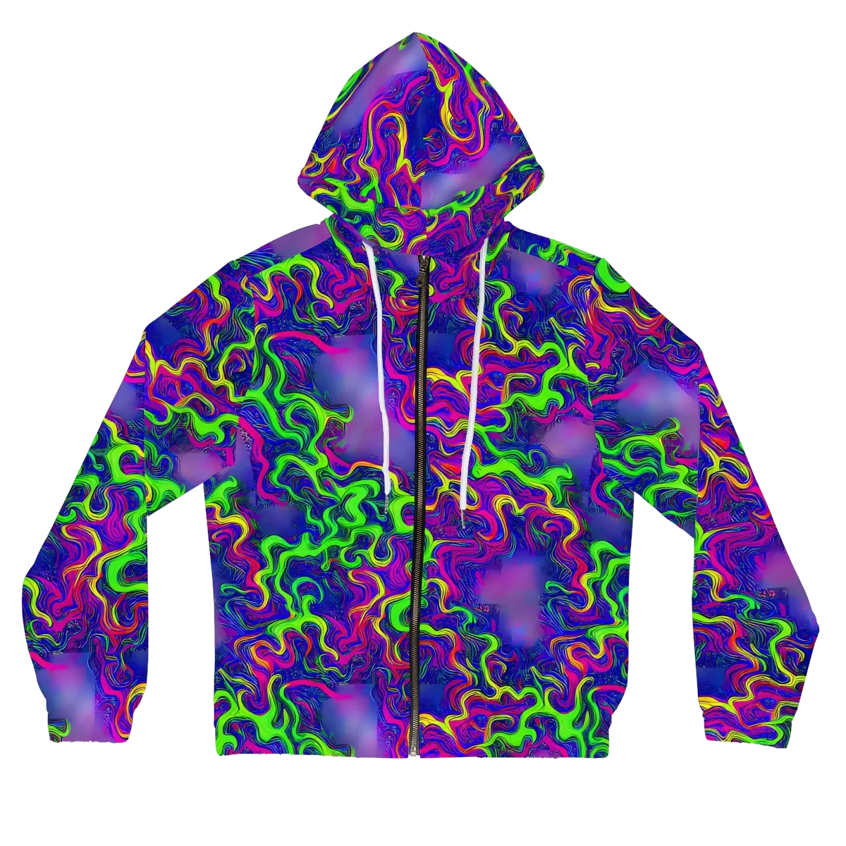 Electric Ribbons on Women's Full-Zip Hoodie — Front