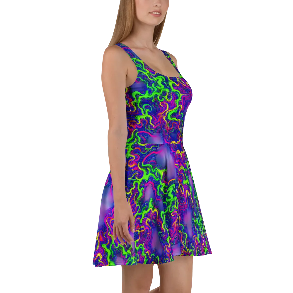 Electric Ribbons on Skater Dress — Right