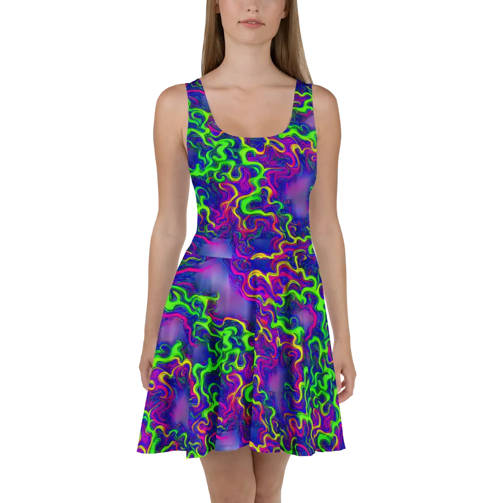 Electric Ribbons on Skater Dress — Front