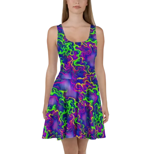 Electric Ribbons on a Skater Dress