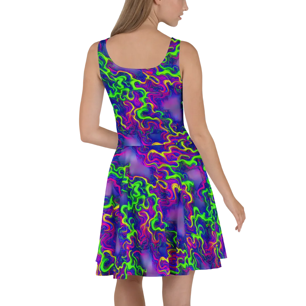 Electric Ribbons on Skater Dress — Back