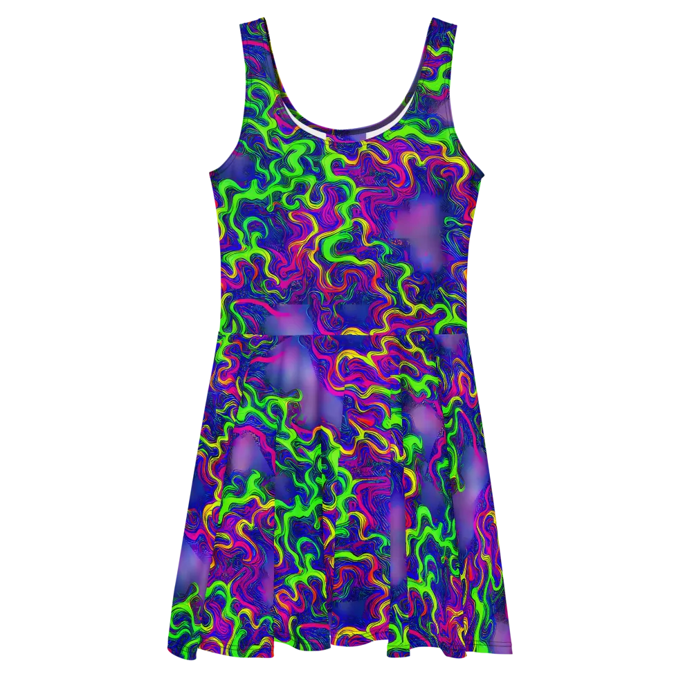 Electric Ribbons on Skater Dress — Front