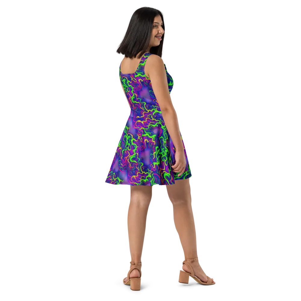 Electric Ribbons on Skater Dress — Right