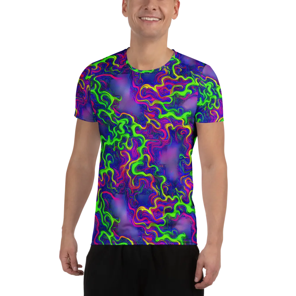 Electric Ribbons on Men's Athletic T-Shirt — Front