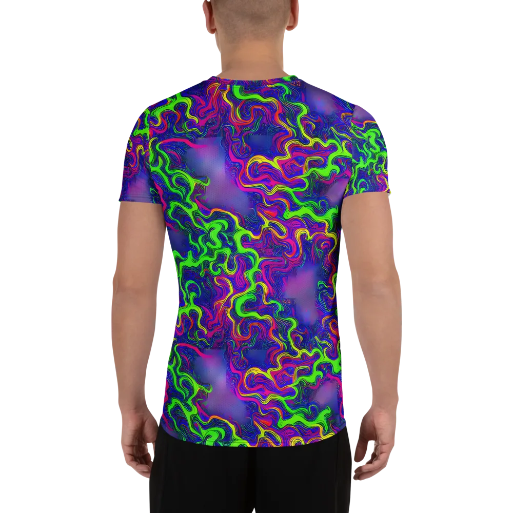 Electric Ribbons on Men's Athletic T-Shirt — Back