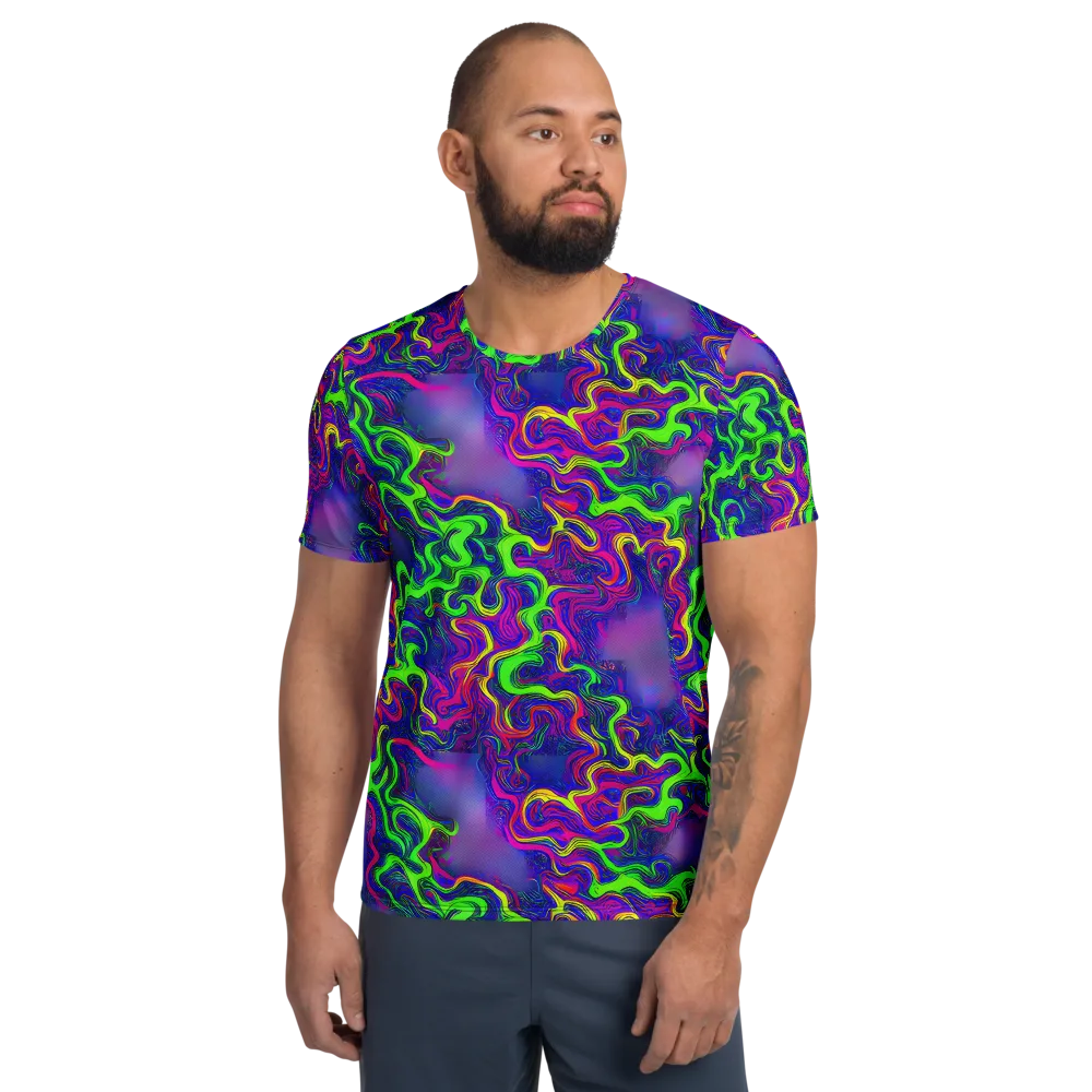 Electric Ribbons on Men's Athletic T-Shirt — Front