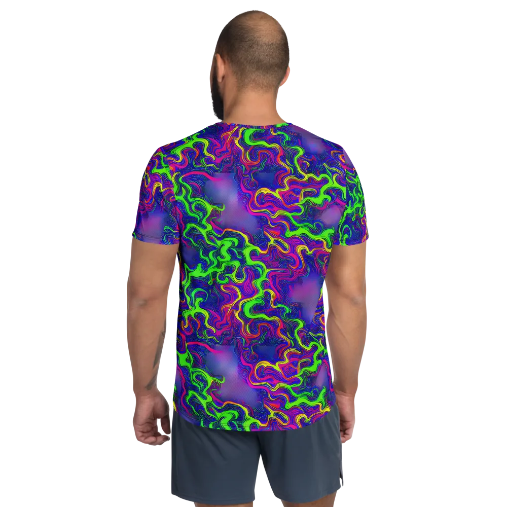 Electric Ribbons on Men's Athletic T-Shirt — Back