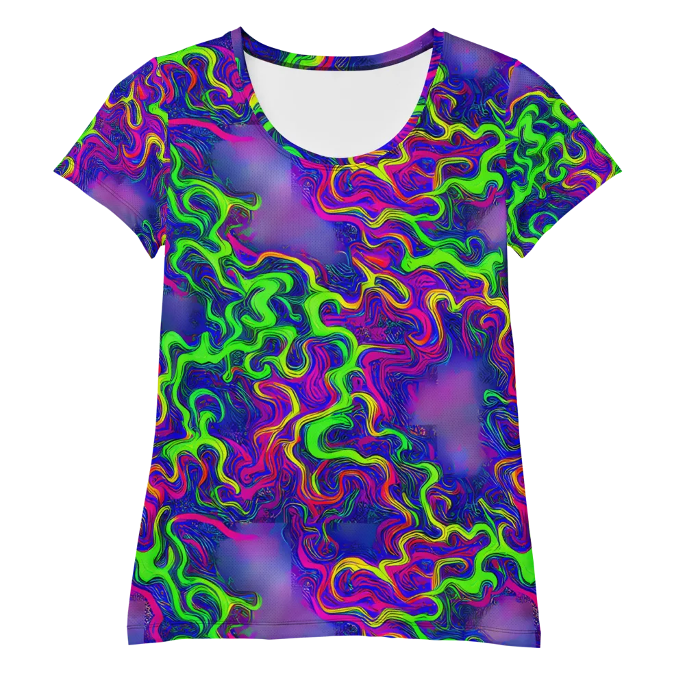 Electric Ribbons on Women's Athletic T-Shirt — Front