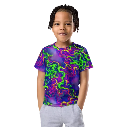 Electric Ribbons on a Kids Crew Neck T-Shirt