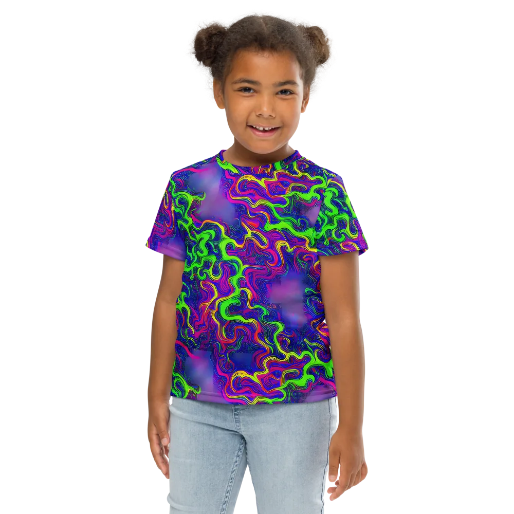 Electric Ribbons on Kids Crew Neck T-Shirt — Front