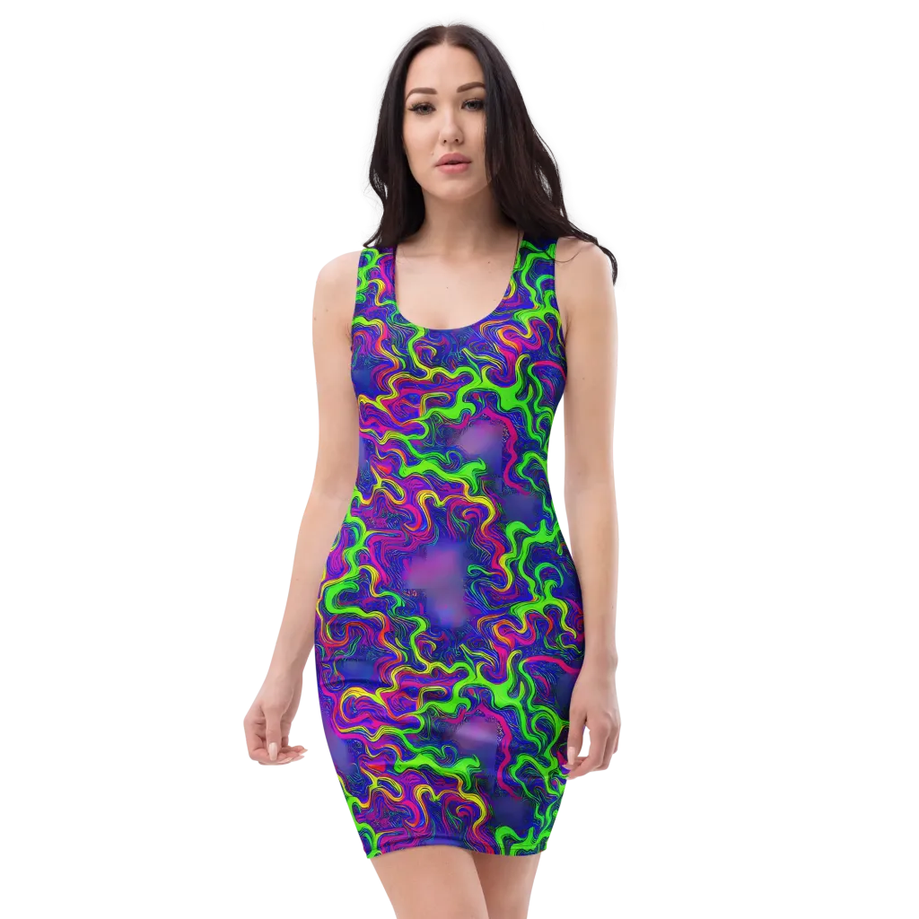 Electric Ribbons on Bodycon Dress — Front