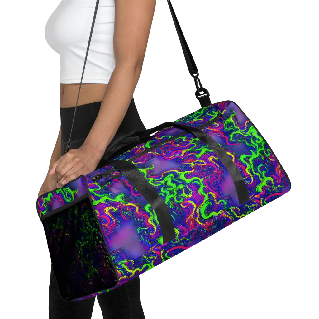 Electric Ribbons on Duffle Bag — Front