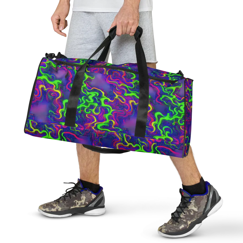 Electric Ribbons on Duffle Bag — Front
