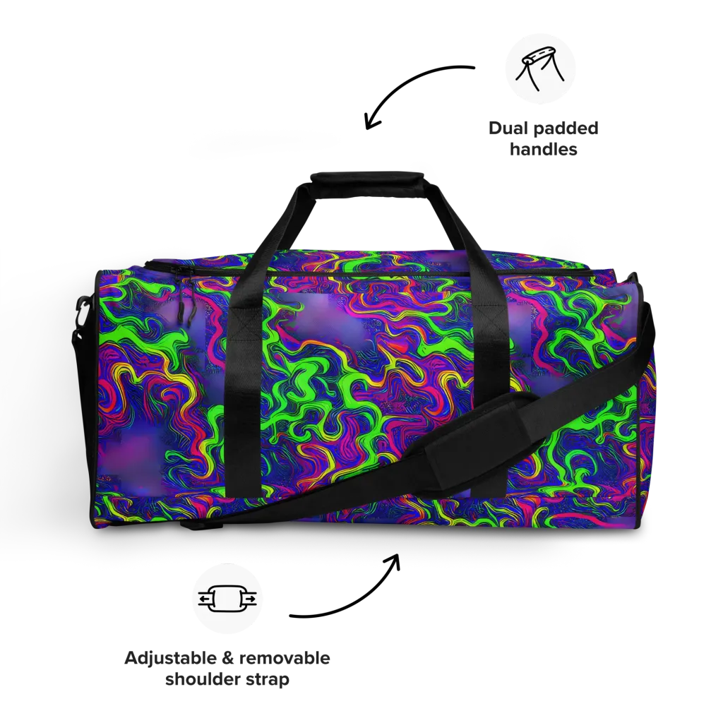 Electric Ribbons on Duffle Bag — Front