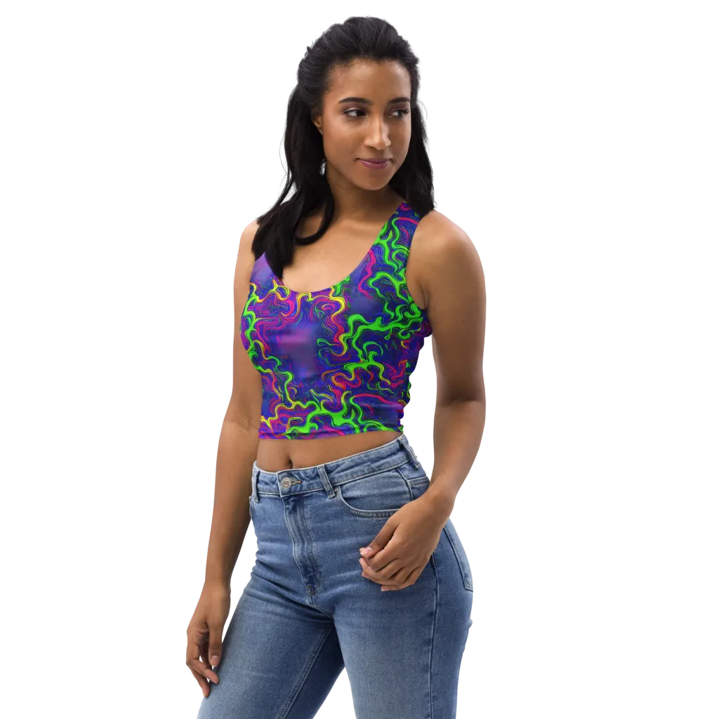 Electric Ribbons on Crop Top — Left Front