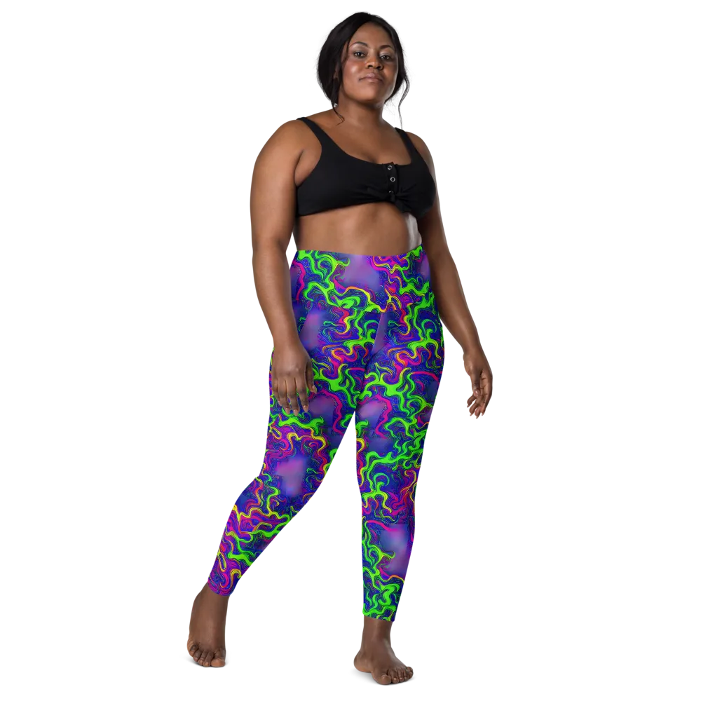 Electric Ribbons on Leggings with Pockets — Front