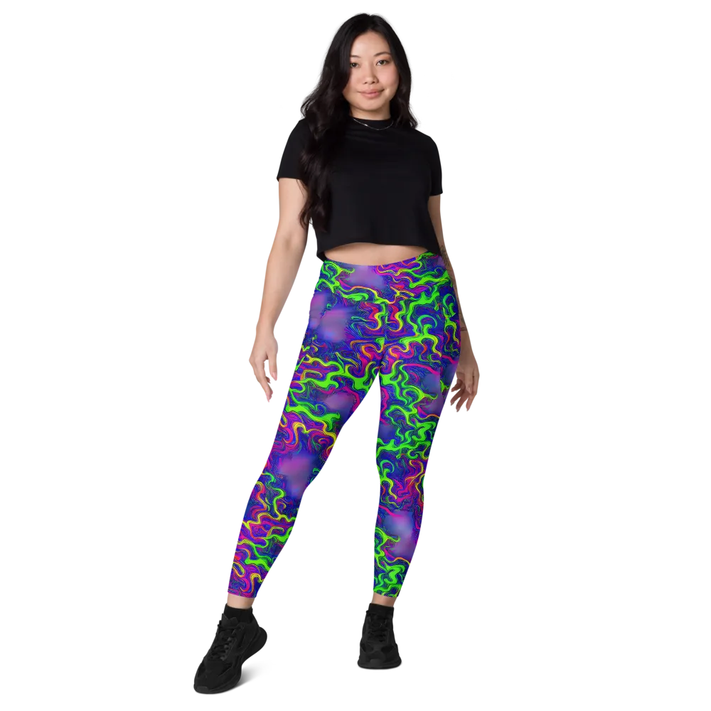 Electric Ribbons on Leggings with Pockets — Front