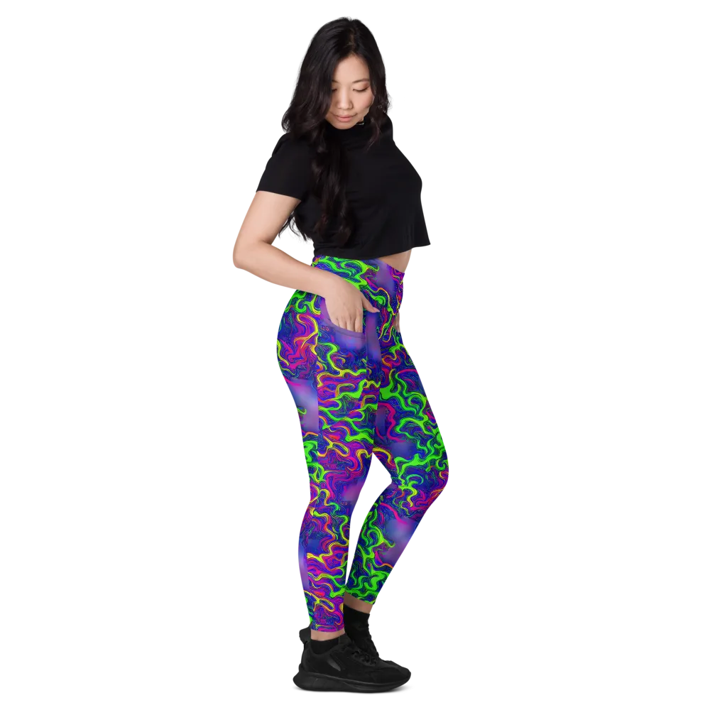 Electric Ribbons on Leggings with Pockets — Right