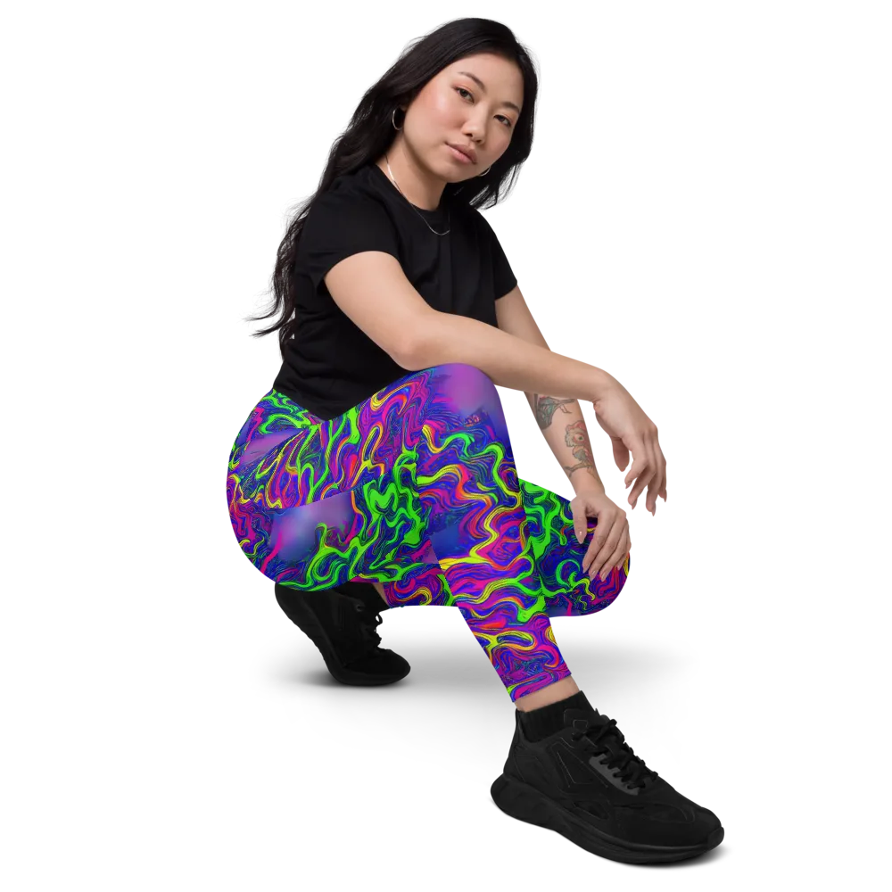 Electric Ribbons on Leggings with Pockets — Right Front