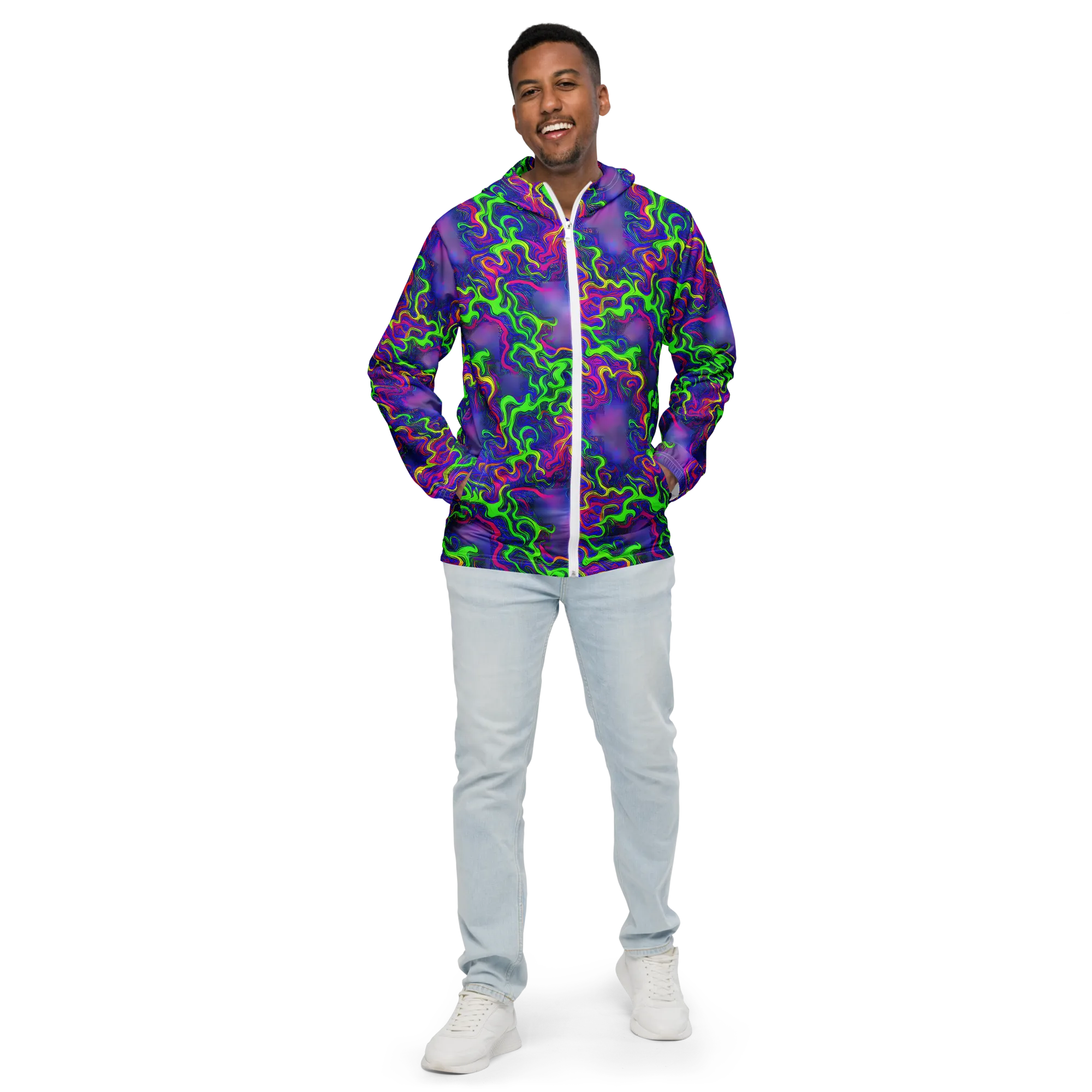 Electric Ribbons on Men's Windbreaker — Front