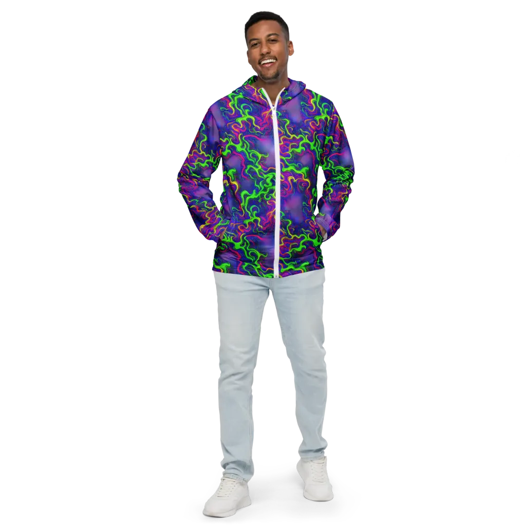 Electric Ribbons on Men's Windbreaker — Front