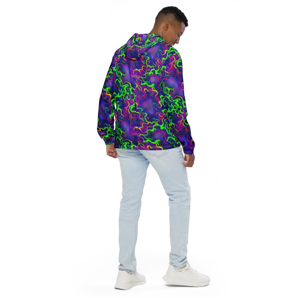 Electric Ribbons on Men's Windbreaker — Back