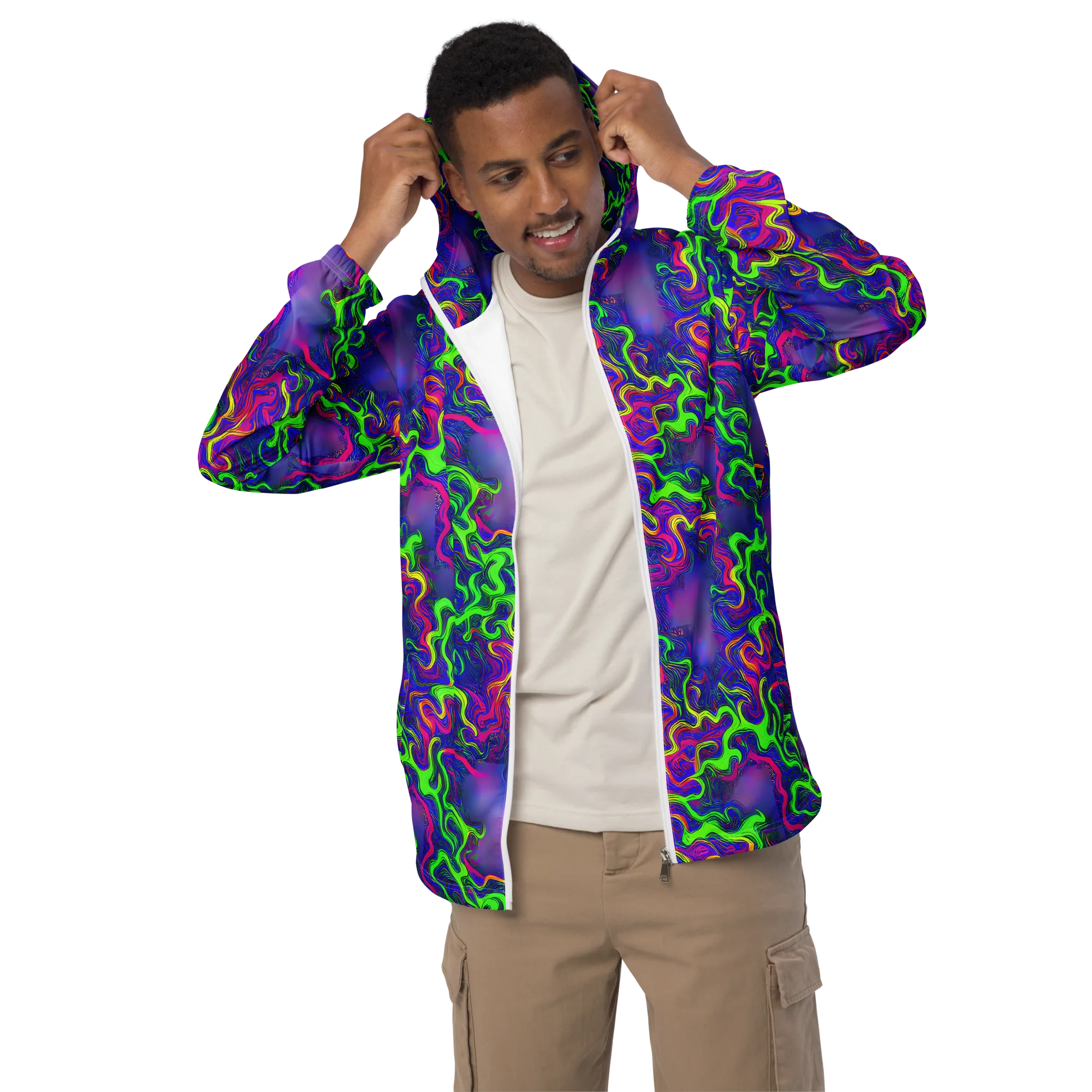 Electric Ribbons on Men's Windbreaker — Front