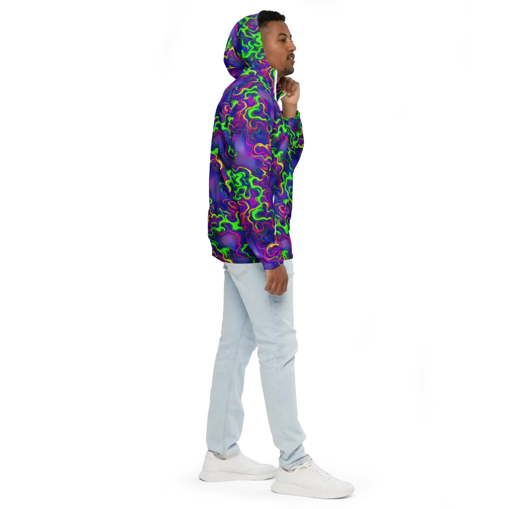Electric Ribbons on Men's Windbreaker — Right