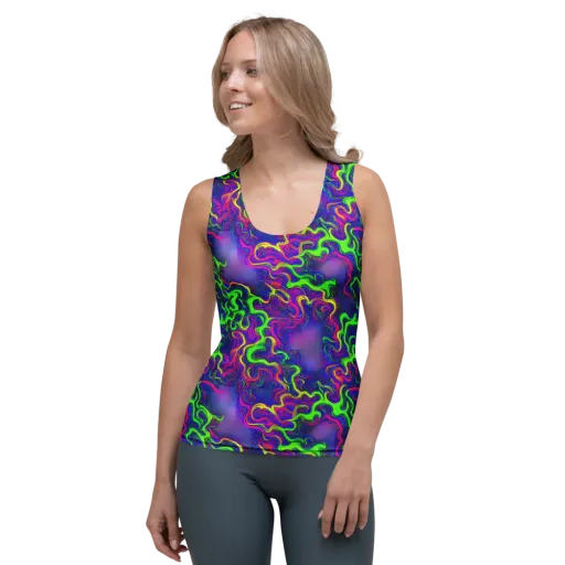 Electric Ribbons on a Women's Tank Top