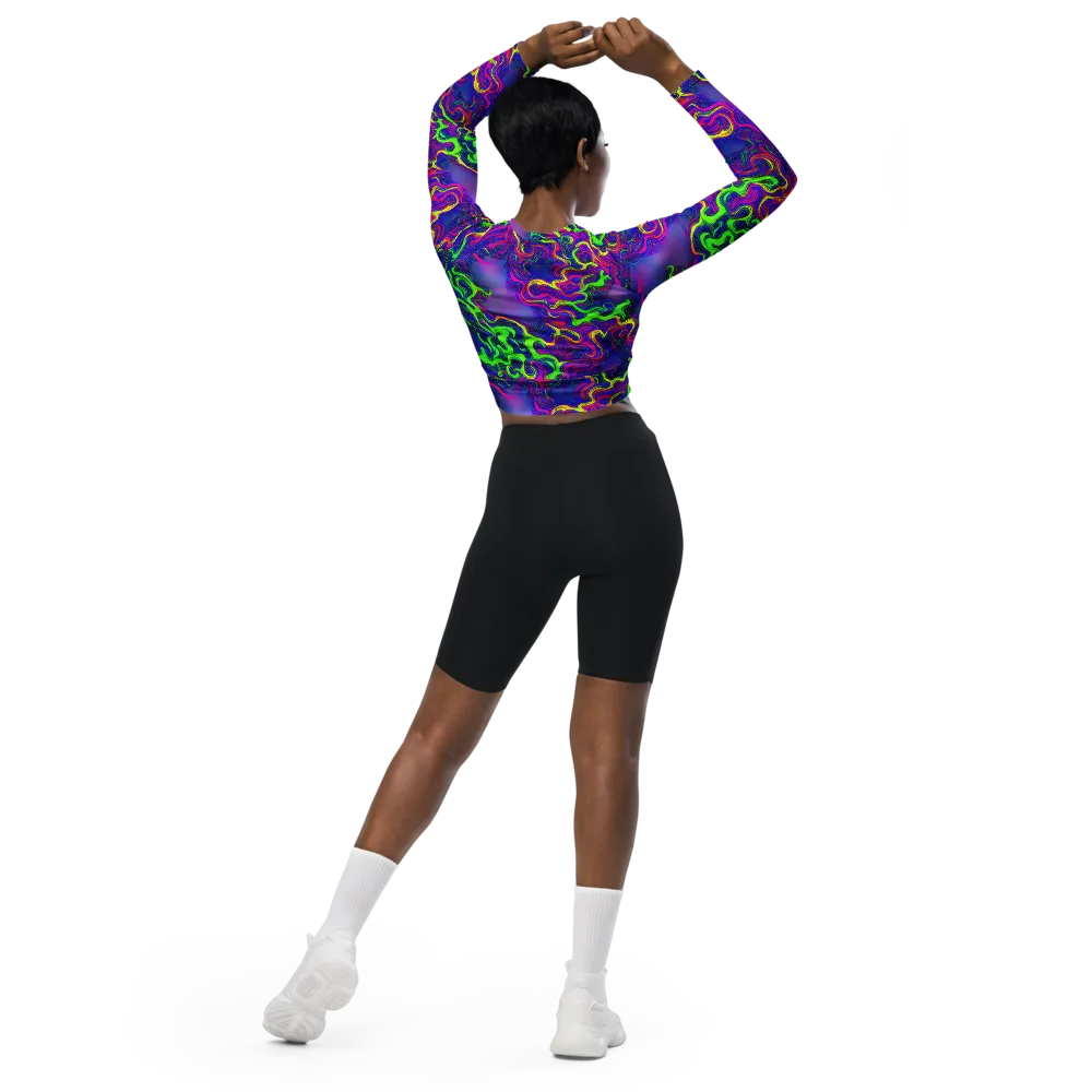 Electric Ribbons on Long Sleeve Crop Top — Back