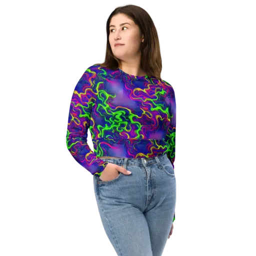 Electric Ribbons on a Long Sleeve Crop Top