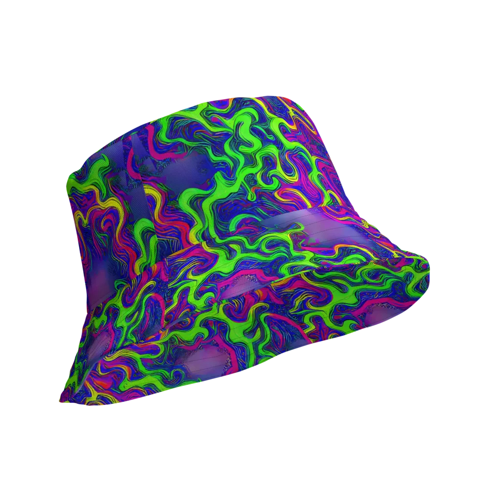 Electric Ribbons on Reversible Bucket Hat — Product details Outside