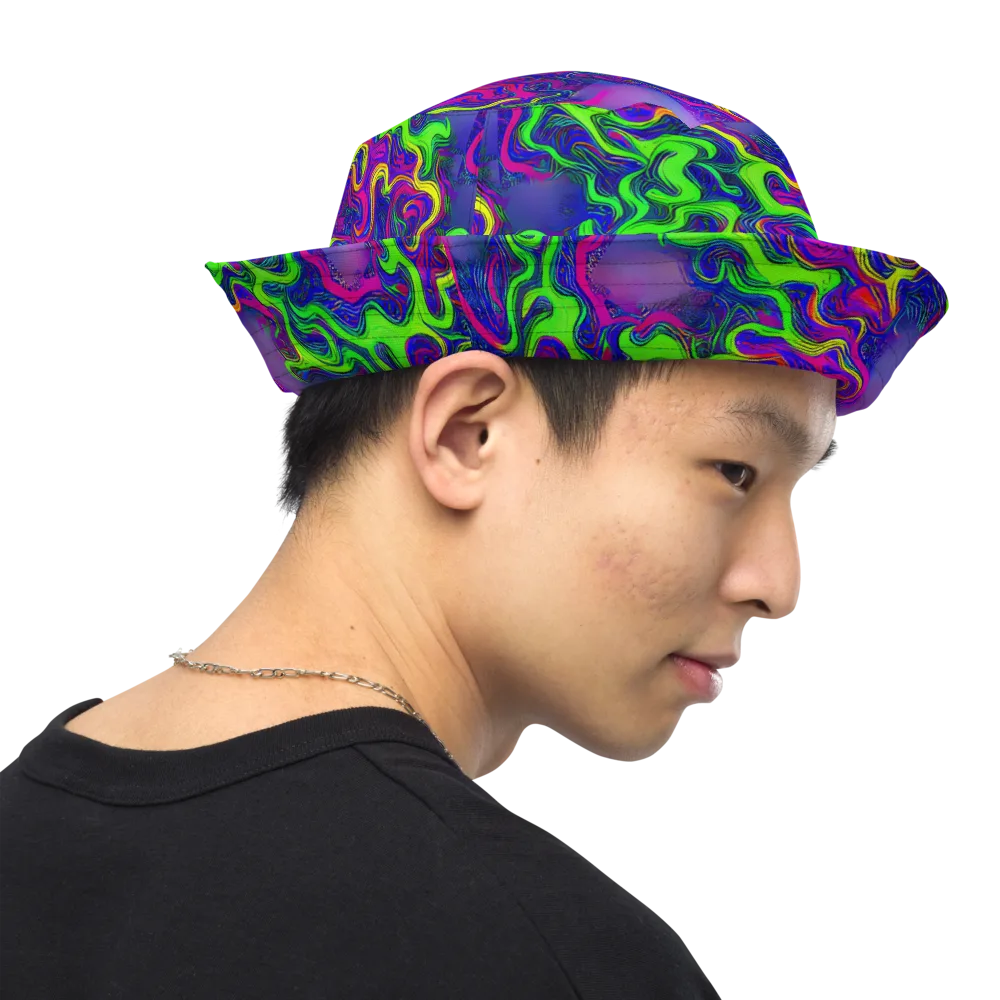 Electric Ribbons on Reversible Bucket Hat — Right Outside