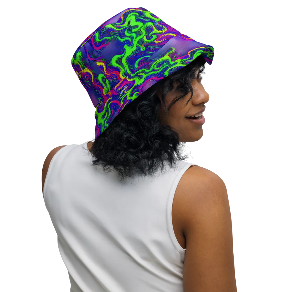 Electric Ribbons on Reversible Bucket Hat — Right Outside