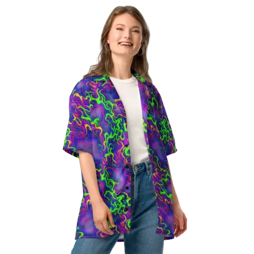 Electric Ribbons on a Button Shirt