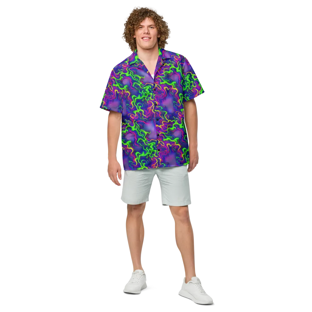Electric Ribbons on Button Shirt — Front