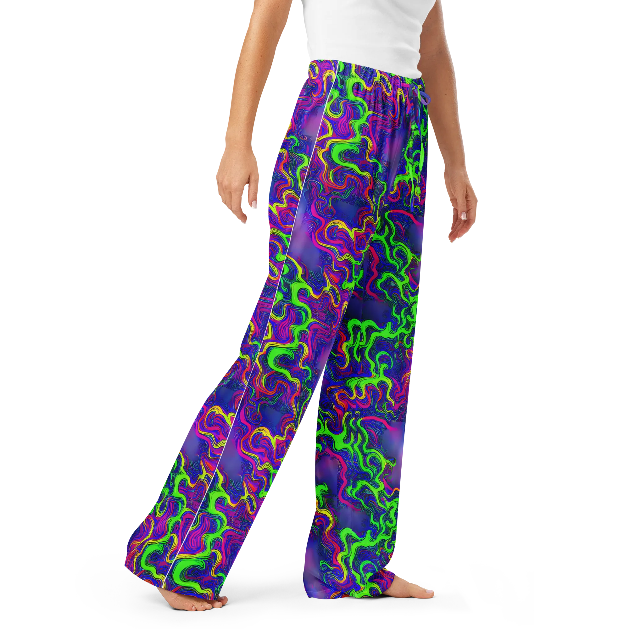 Electric Ribbons on Women's Pajama Pants — Right Front