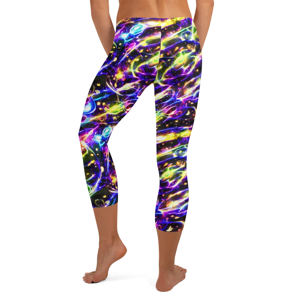 Prismatic Storm on Capri Leggings — Back