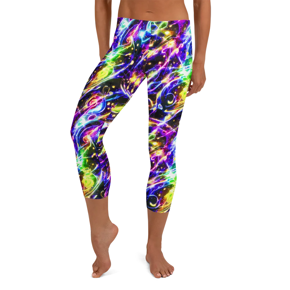 Prismatic Storm on Capri Leggings — Front