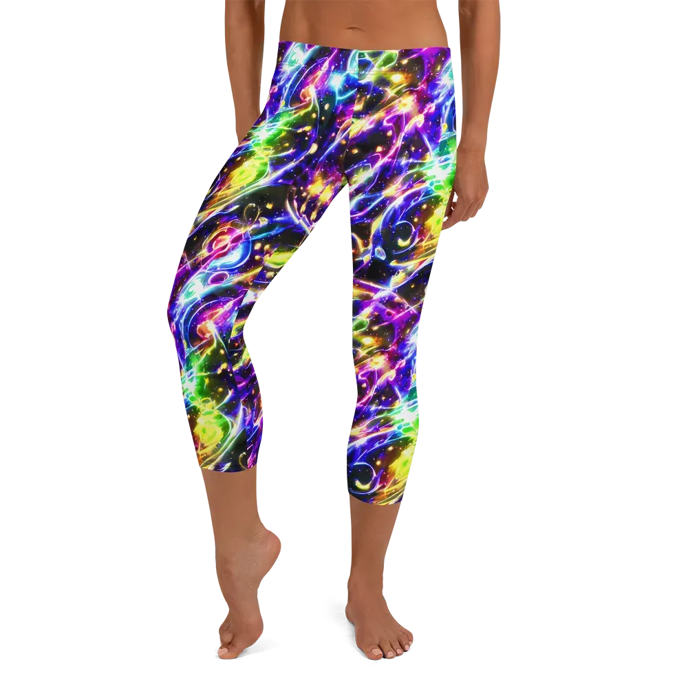 Prismatic Storm on Capri Leggings — Front
