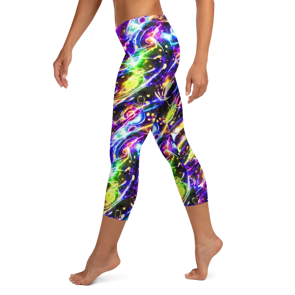 Prismatic Storm on Capri Leggings — Left