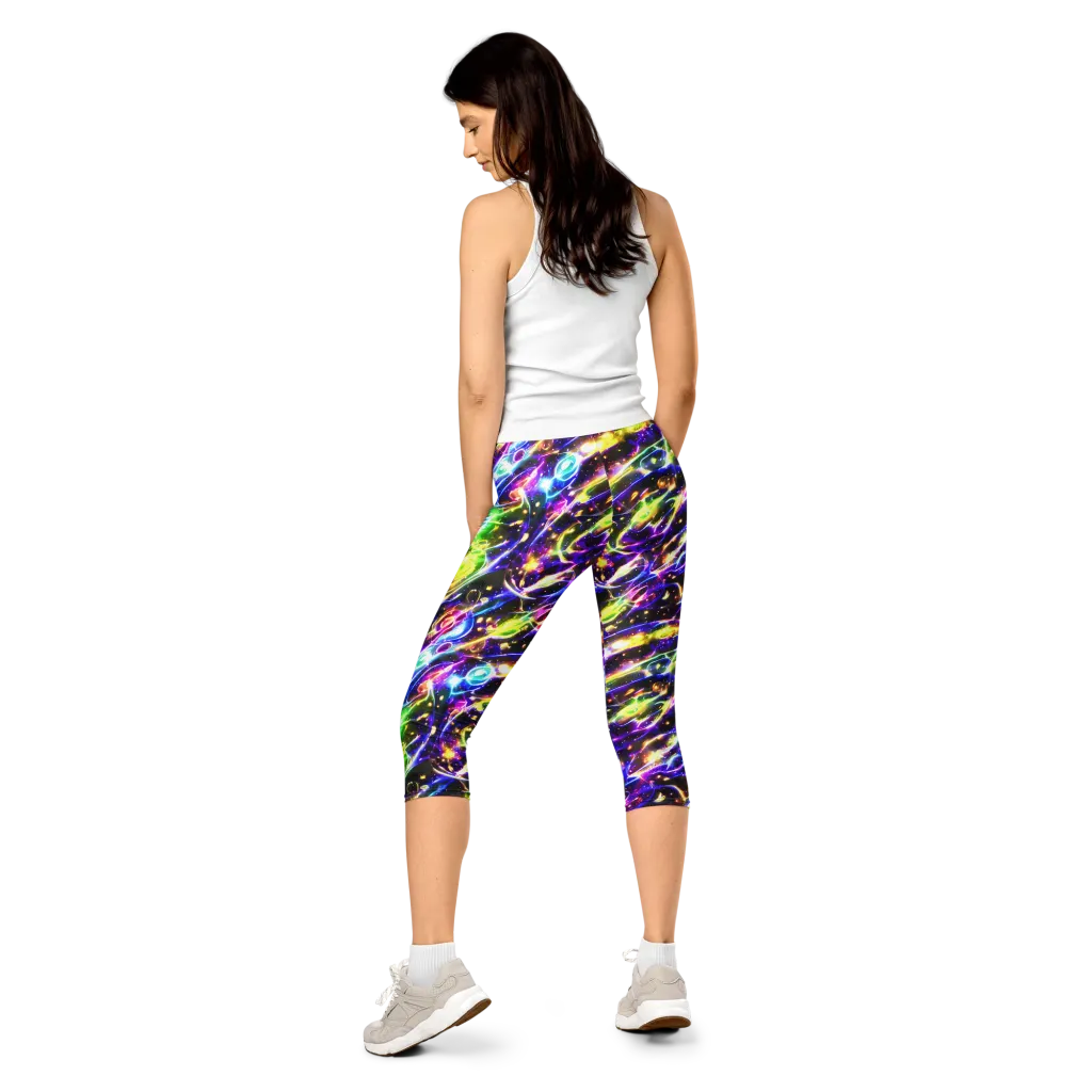 Prismatic Storm on Capri Leggings — Back
