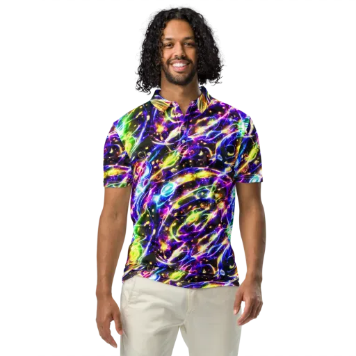 Prismatic Storm on a Men's Slim Fit Polo Shirt