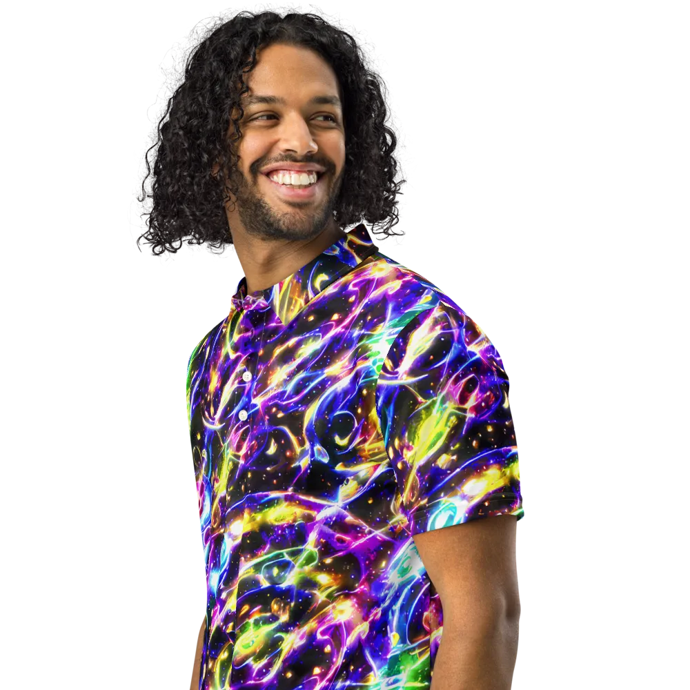 Prismatic Storm on Men's Slim Fit Polo Shirt — Left Front