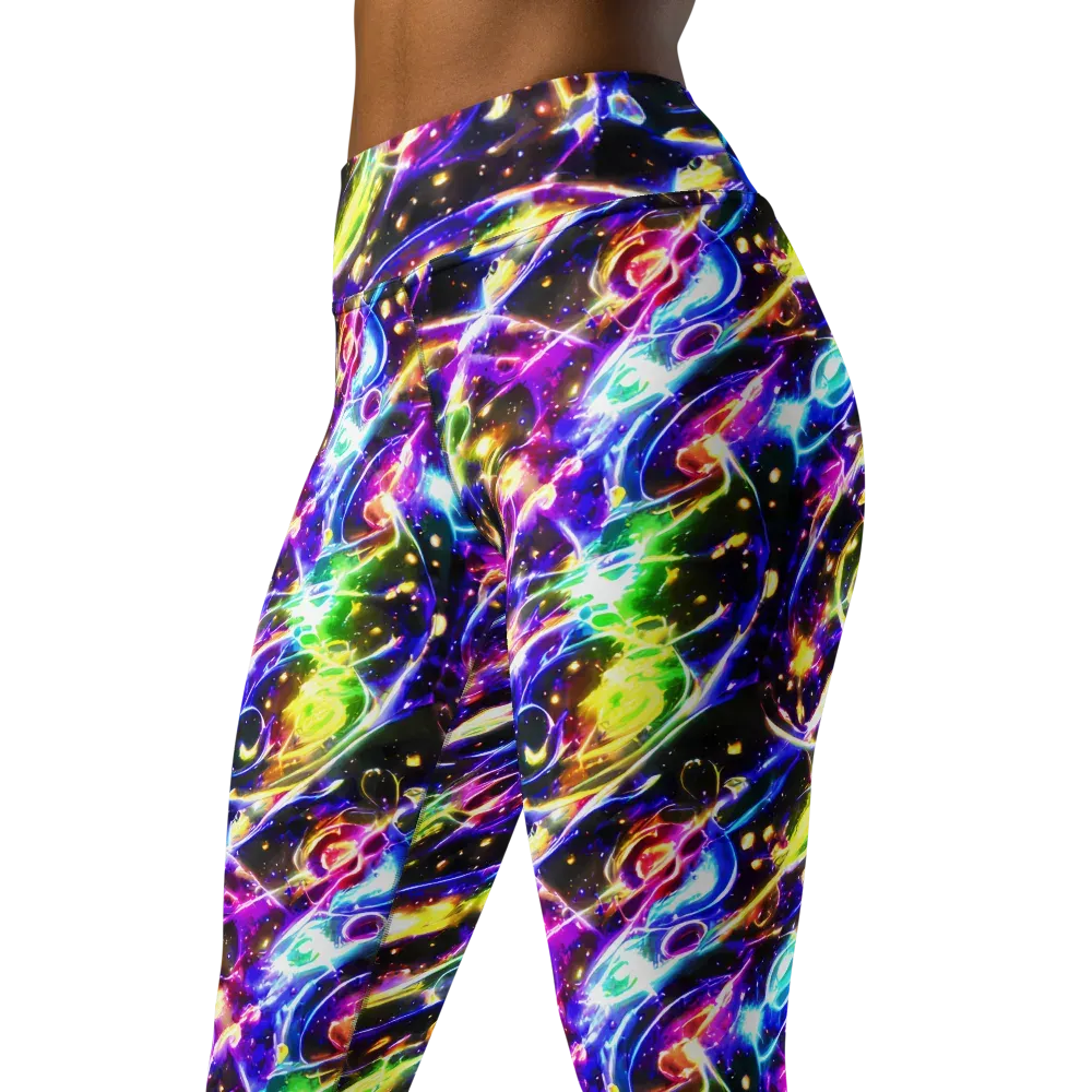 Prismatic Storm on Yoga Leggings — Left Front